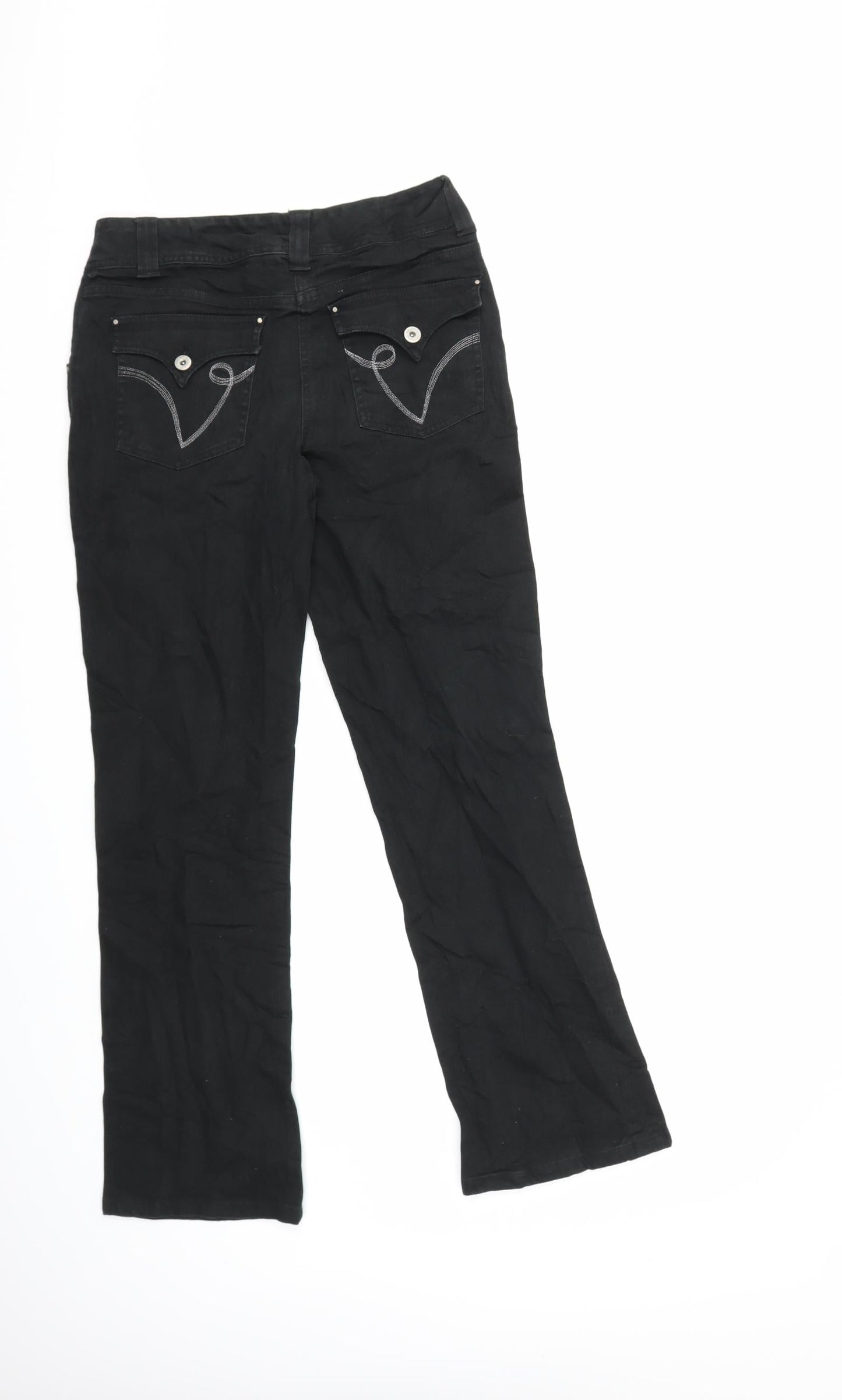 X-Mail Womens Black  Denim Flared Jeans Size 10 L29 in