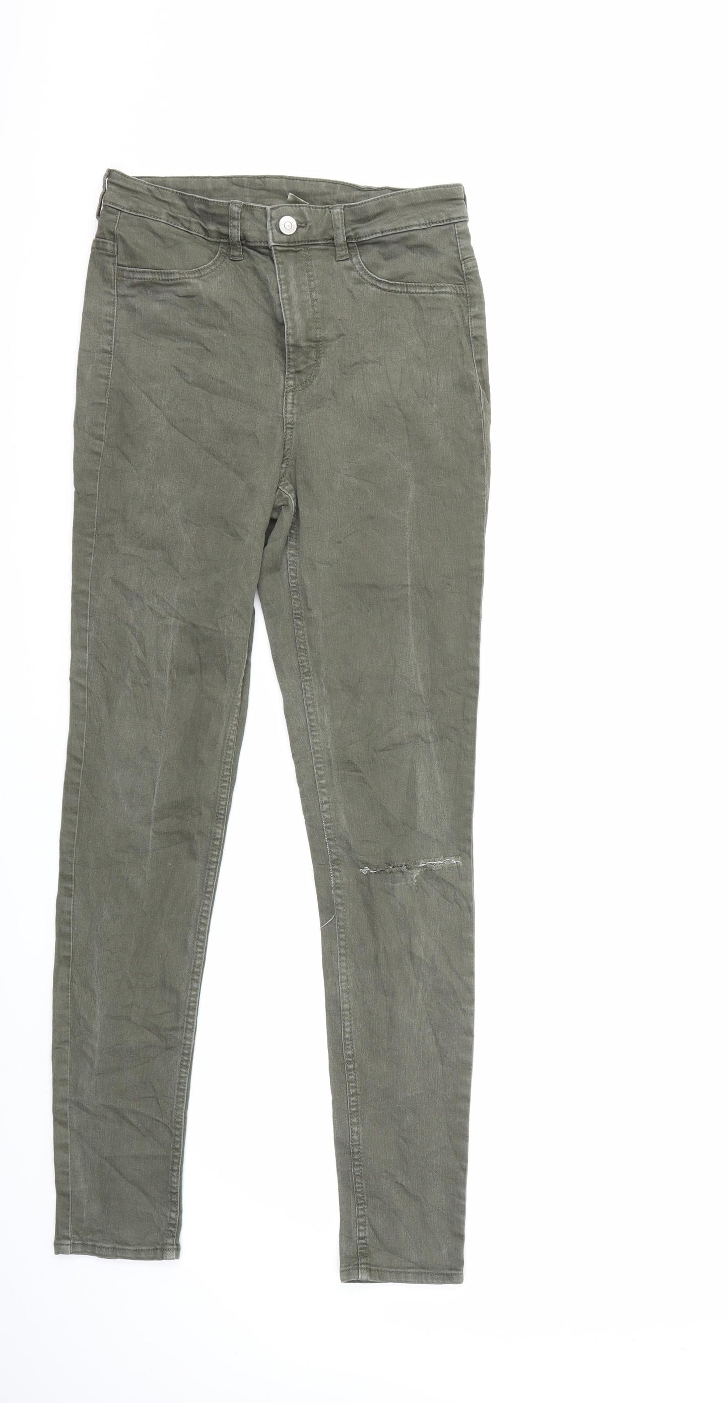 Womens UK Size 10 H&M Regular Fit Skinny Green Jeans