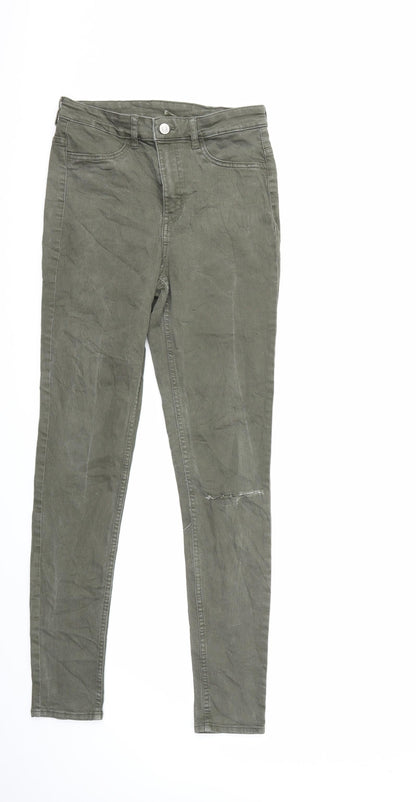 Womens UK Size 10 H&M Regular Fit Skinny Green Jeans