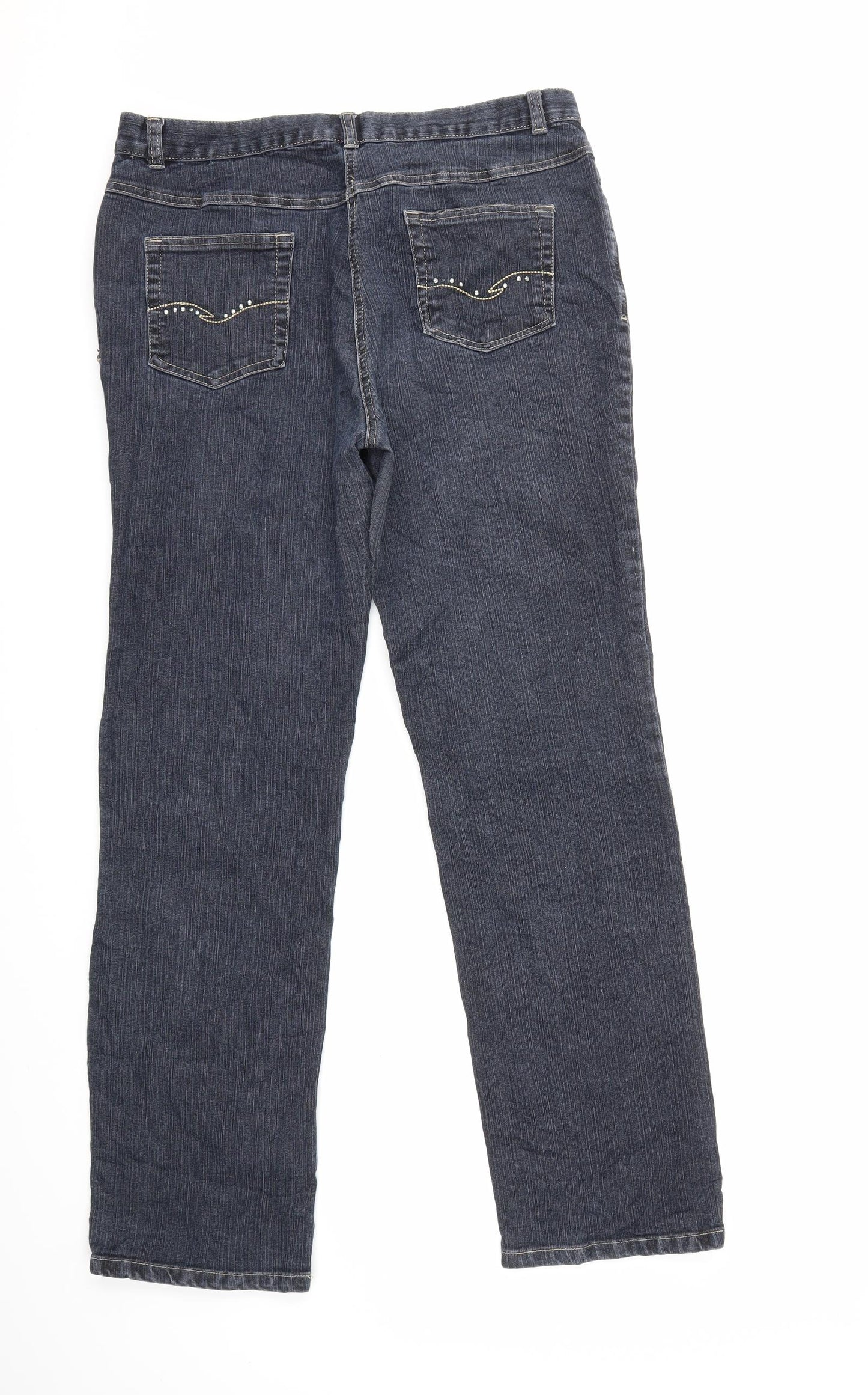 HANNA Womens Blue  Denim Straight Jeans Size 14 L31 in