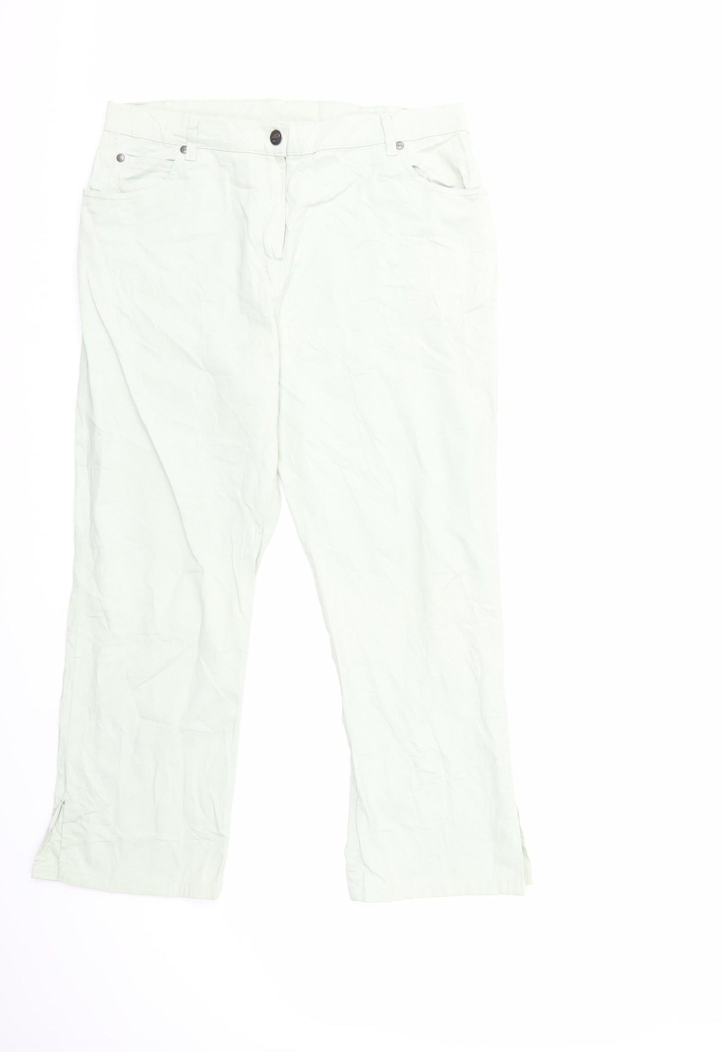 Womens UK Size 16 Camaïeu Regular Fit Cropped Green Trousers