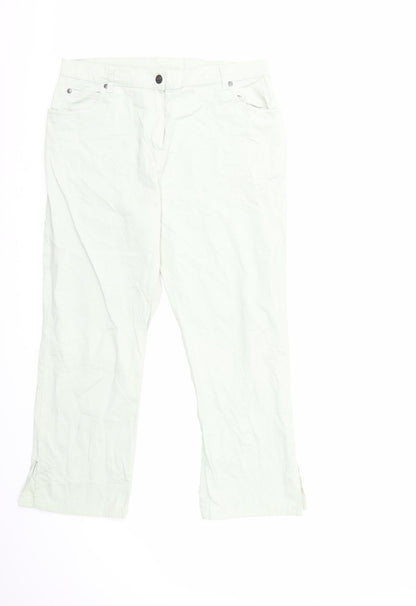 Womens UK Size 16 Camaïeu Regular Fit Cropped Green Trousers