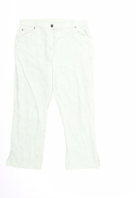 Womens UK Size 16 Camaïeu Regular Fit Cropped Green Trousers