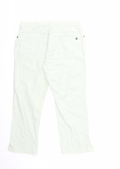 Womens UK Size 16 Camaïeu Regular Fit Cropped Green Trousers