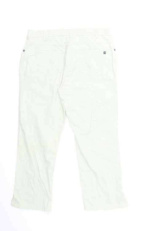 Womens UK Size 16 Camaïeu Regular Fit Cropped Green Trousers