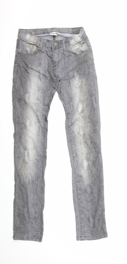 stop+go Womens Grey Animal Print Denim Straight Jeans Size 26 in L32 in