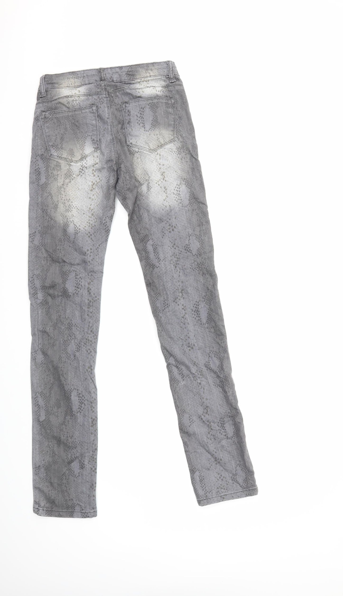 stop+go Womens Grey Animal Print Denim Straight Jeans Size 26 in L32 in
