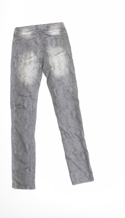 stop+go Womens Grey Animal Print Denim Straight Jeans Size 26 in L32 in