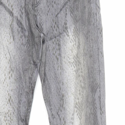 stop+go Womens Grey Animal Print Denim Straight Jeans Size 26 in L32 in