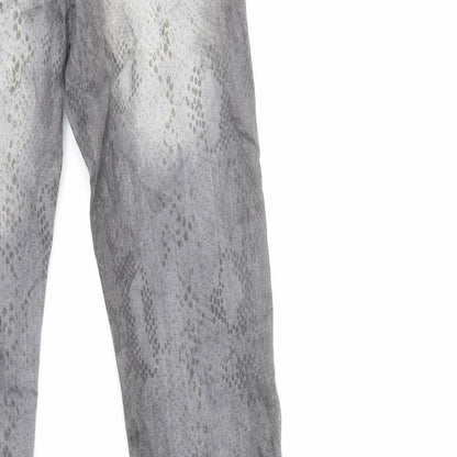 stop+go Womens Grey Animal Print Denim Straight Jeans Size 26 in L32 in