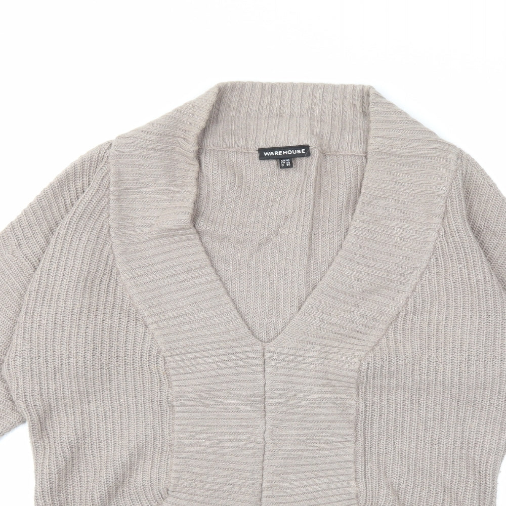 Warehouse Womens Beige  Knit Cardigan Jumper Size 10