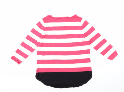 Rockmans Womens Pink Striped Knit Pullover Jumper Size M