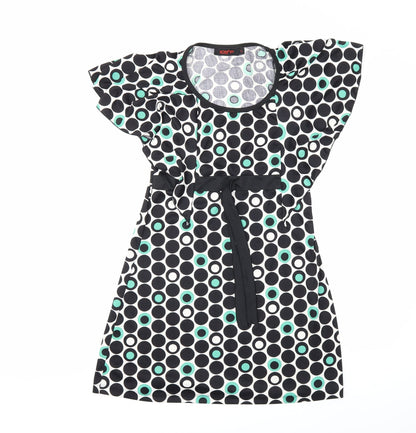 109 F Womens Black Polka Dot  Basic Blouse Size L