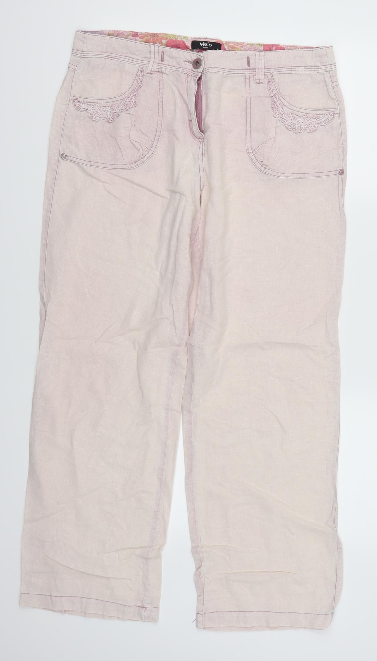 M&Co Womens Pink   Trousers  Size 12 L27 in