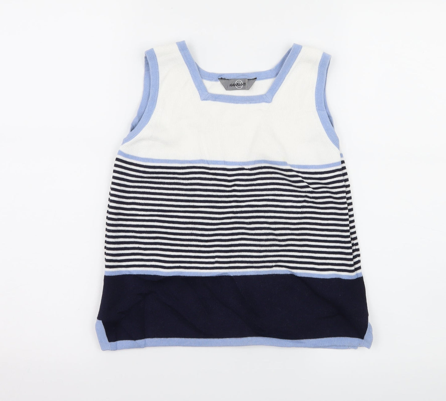 Amartanto Womens Blue Striped Knit Basic T-Shirt Size S