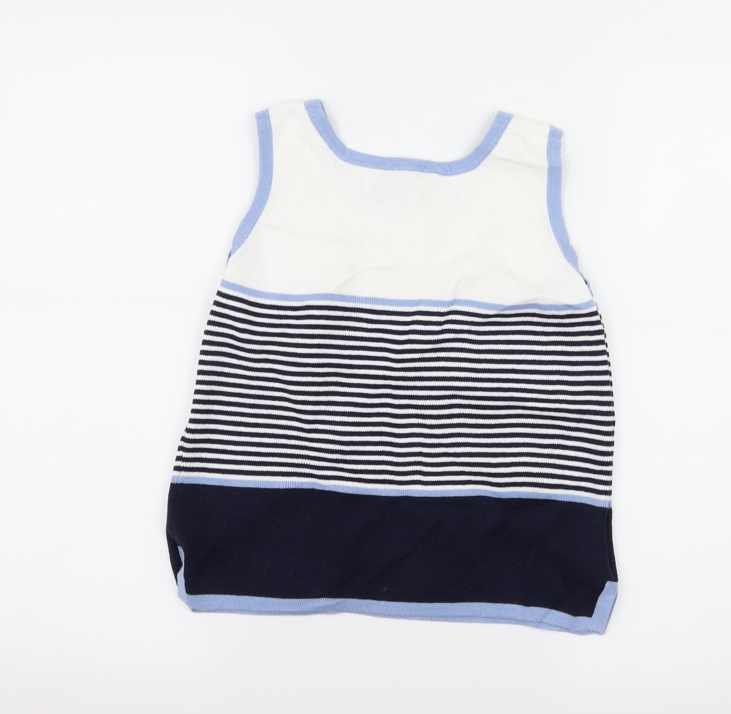 Amartanto Womens Blue Striped Knit Basic T-Shirt Size S