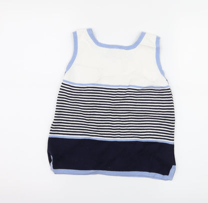 Amartanto Womens Blue Striped Knit Basic T-Shirt Size S