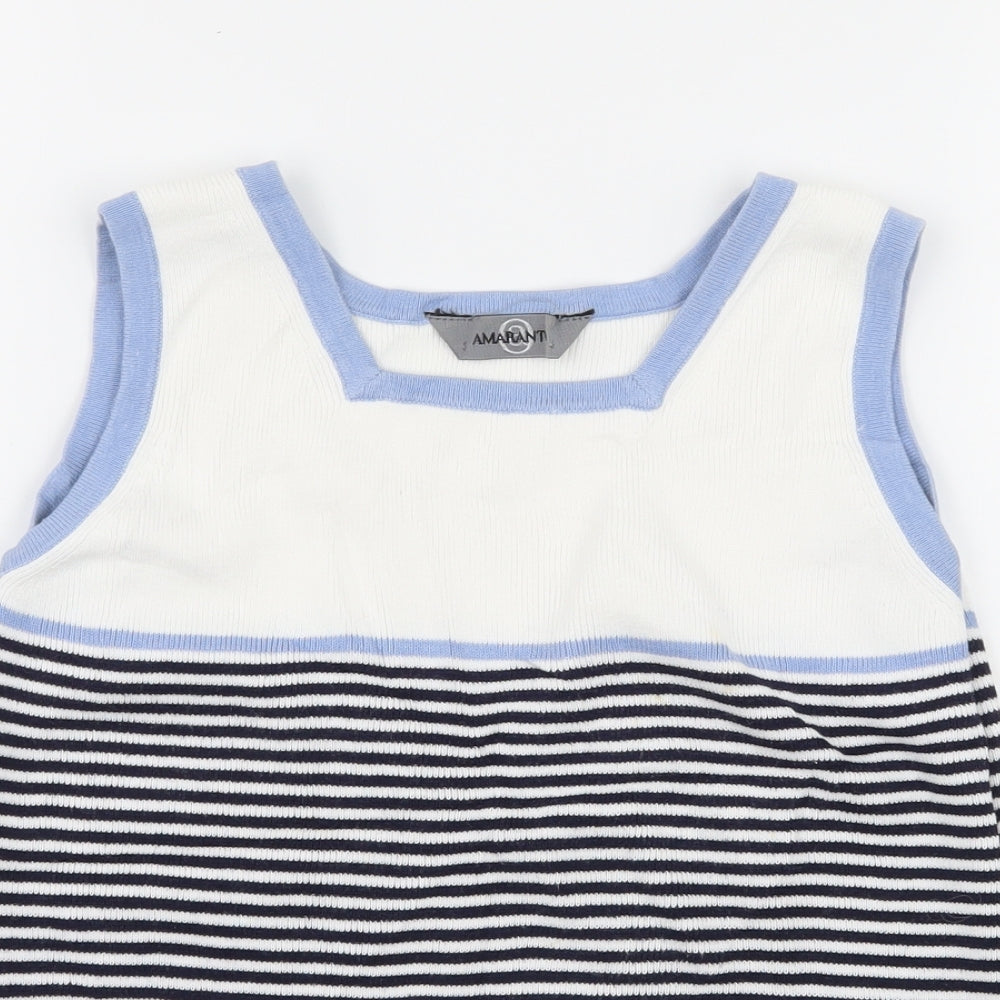 Amartanto Womens Blue Striped Knit Basic T-Shirt Size S