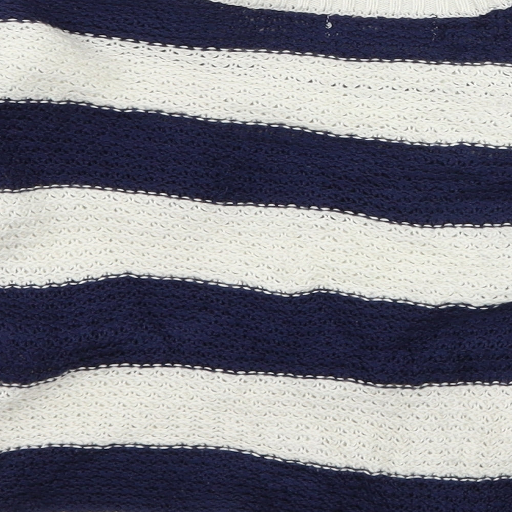 M&Co Girls White Striped Knit Pullover Jumper Size 5-6 Years