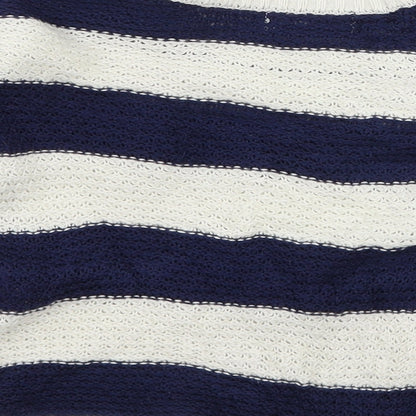 M&Co Girls White Striped Knit Pullover Jumper Size 5-6 Years