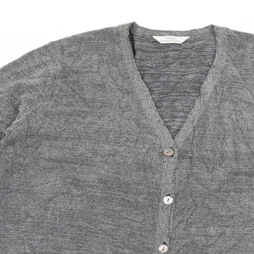 St Michael Womens Grey  Knit Cardigan Jumper Size 18