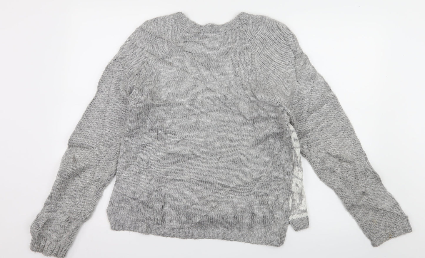 New Look Womens Grey Geometric Knit Pullover Jumper Size 10  - owl
