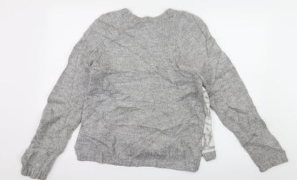 New Look Womens Grey Geometric Knit Pullover Jumper Size 10  - owl