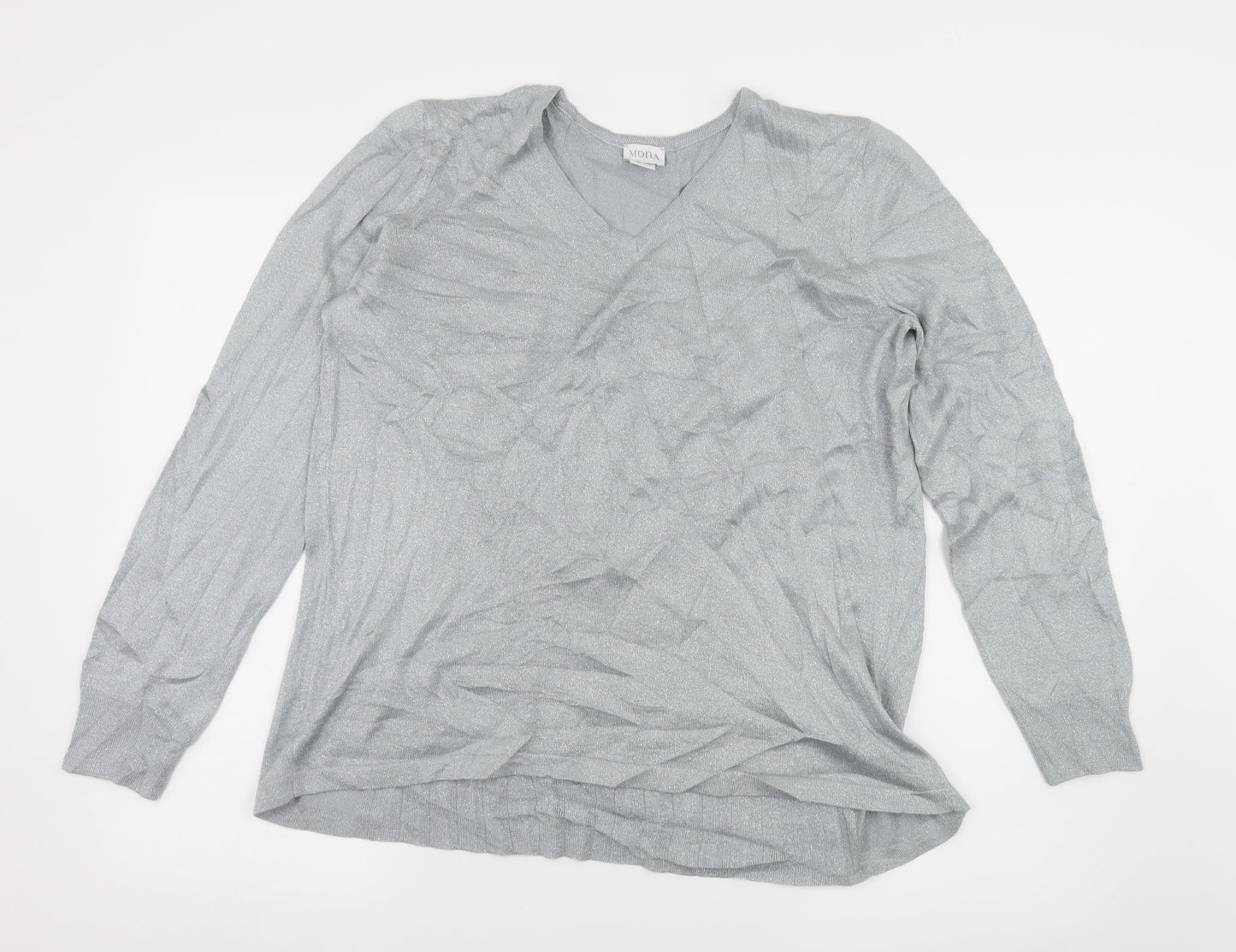 Mona Womens Grey  Knit Pullover Jumper Size 16