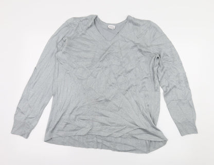 Mona Womens Grey  Knit Pullover Jumper Size 16