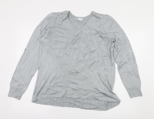 Mona Womens Grey  Knit Pullover Jumper Size 16