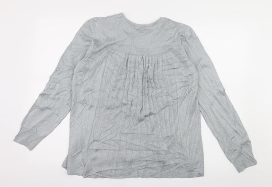 Mona Womens Grey  Knit Pullover Jumper Size 16