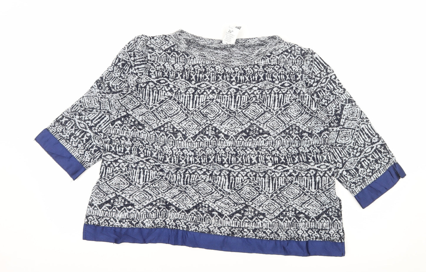Pour Moi Womens Blue Geometric Knit Pullover Jumper Size L
