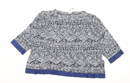 Pour Moi Womens Blue Geometric Knit Pullover Jumper Size L