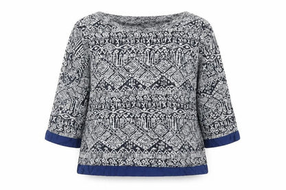 Pour Moi Womens Blue Geometric Knit Pullover Jumper Size L
