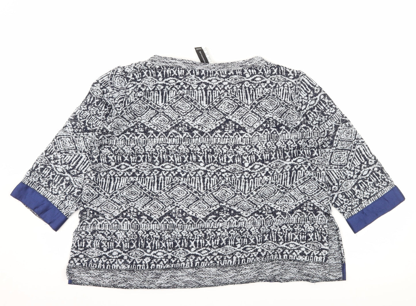 Pour Moi Womens Blue Geometric Knit Pullover Jumper Size L