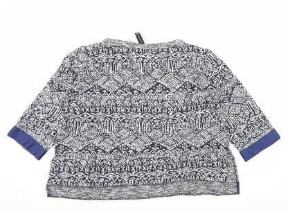 Pour Moi Womens Blue Geometric Knit Pullover Jumper Size L