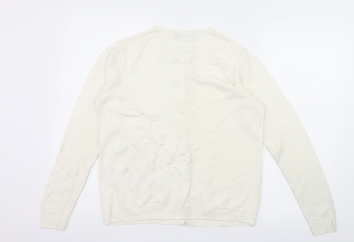 Andre De Bren Womens Ivory Floral Knit Cardigan Jumper Size 8