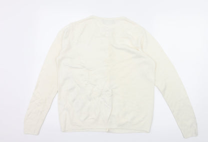Andre De Bren Womens Ivory Floral Knit Cardigan Jumper Size 8