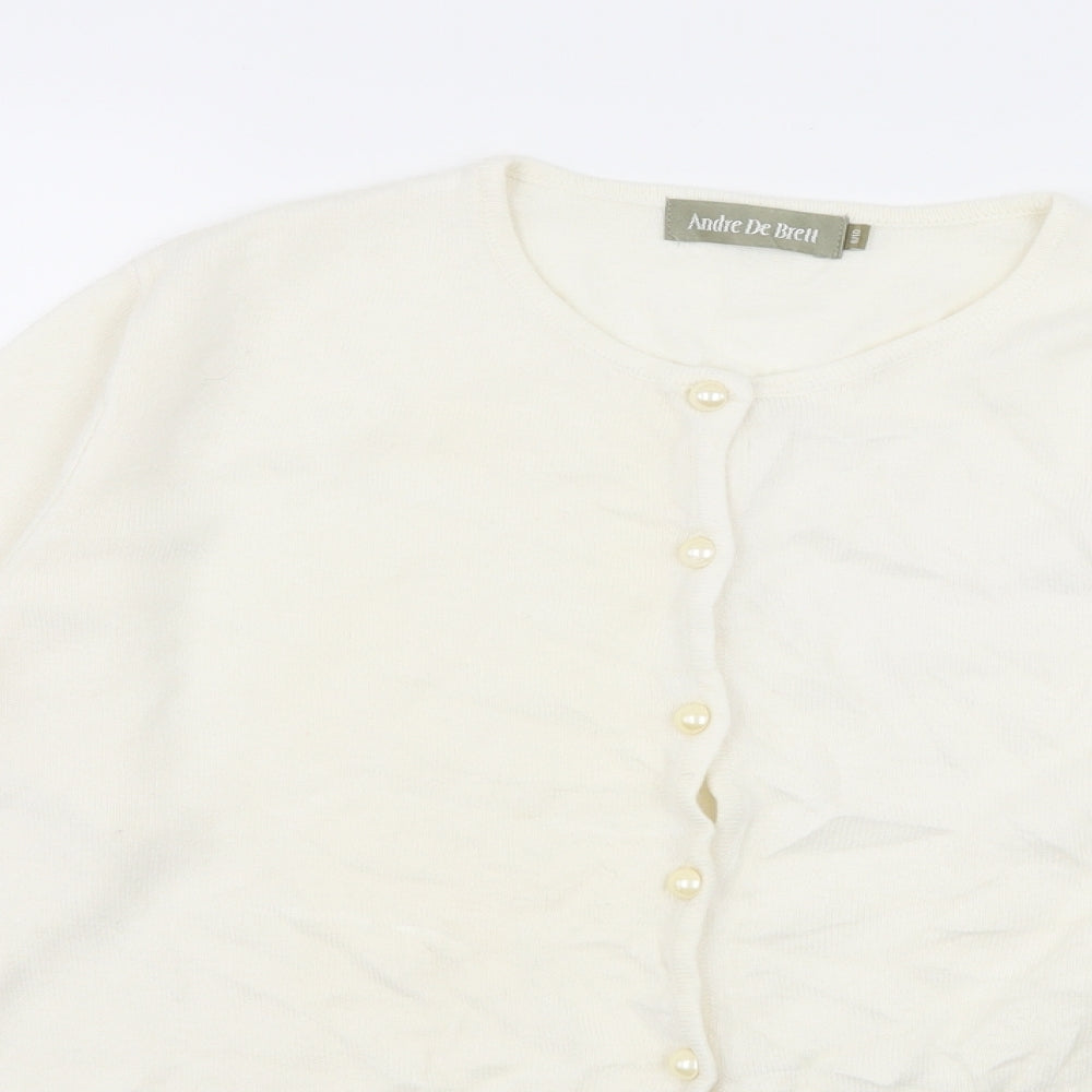 Andre De Bren Womens Ivory Floral Knit Cardigan Jumper Size 8