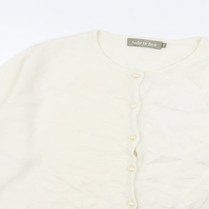 Andre De Bren Womens Ivory Floral Knit Cardigan Jumper Size 8