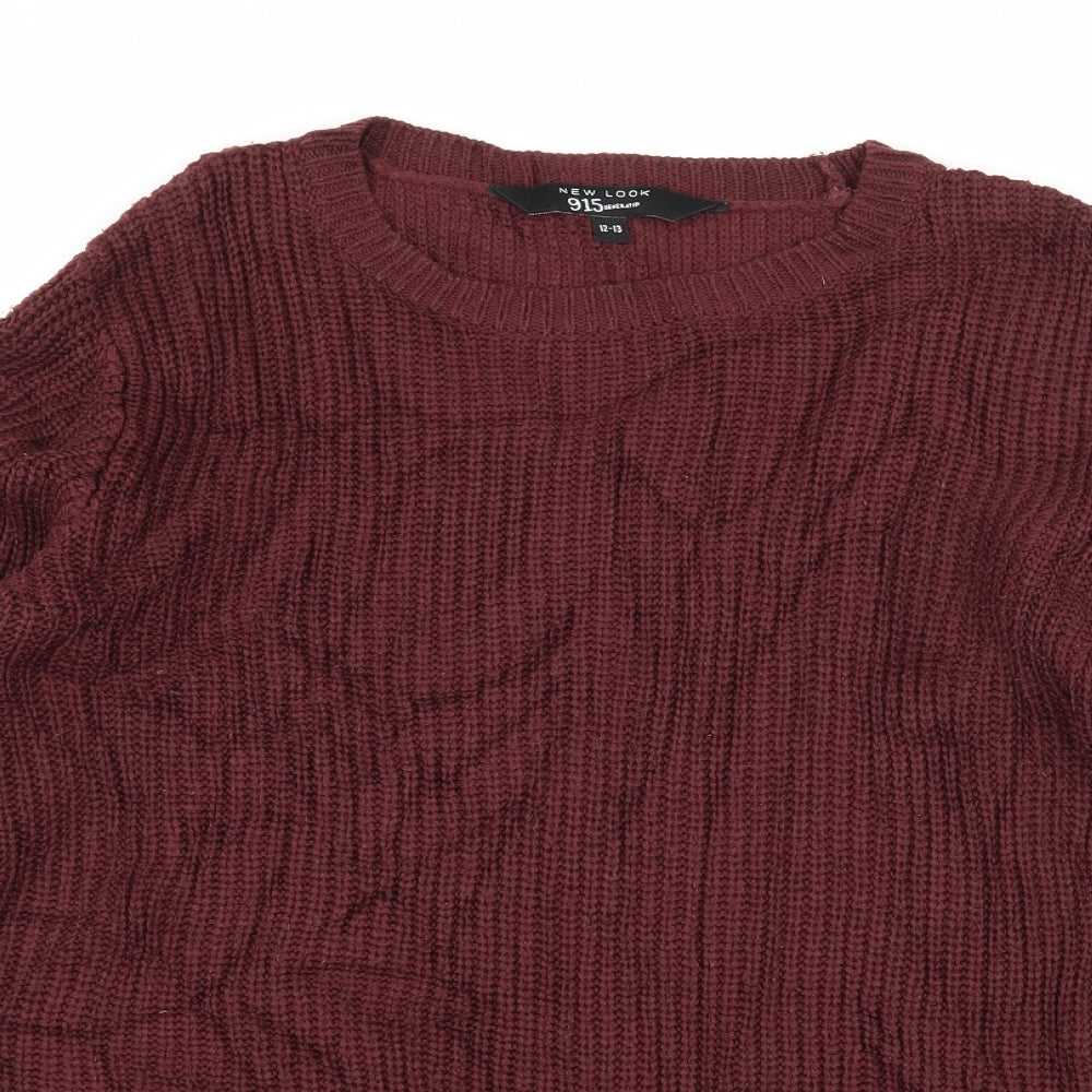 New Look Girls Brown Plaid Knit Pullover Jumper Size 12-13 Years  - Layered