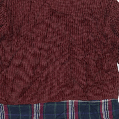New Look Girls Brown Plaid Knit Pullover Jumper Size 12-13 Years  - Layered