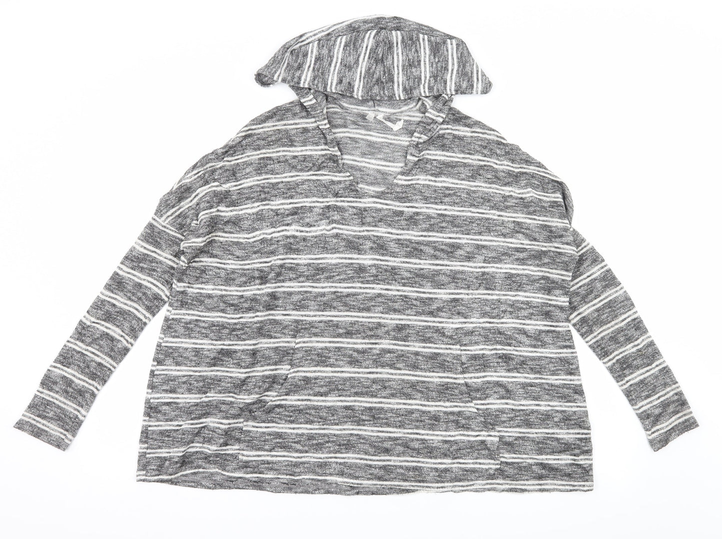 Out From Under Womens Grey Striped Jersey Pullover Hoodie Size S