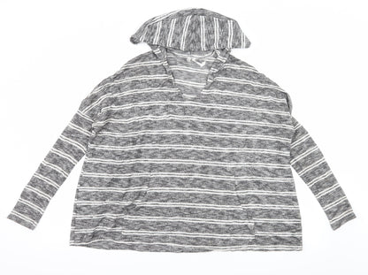 Out From Under Womens Grey Striped Jersey Pullover Hoodie Size S