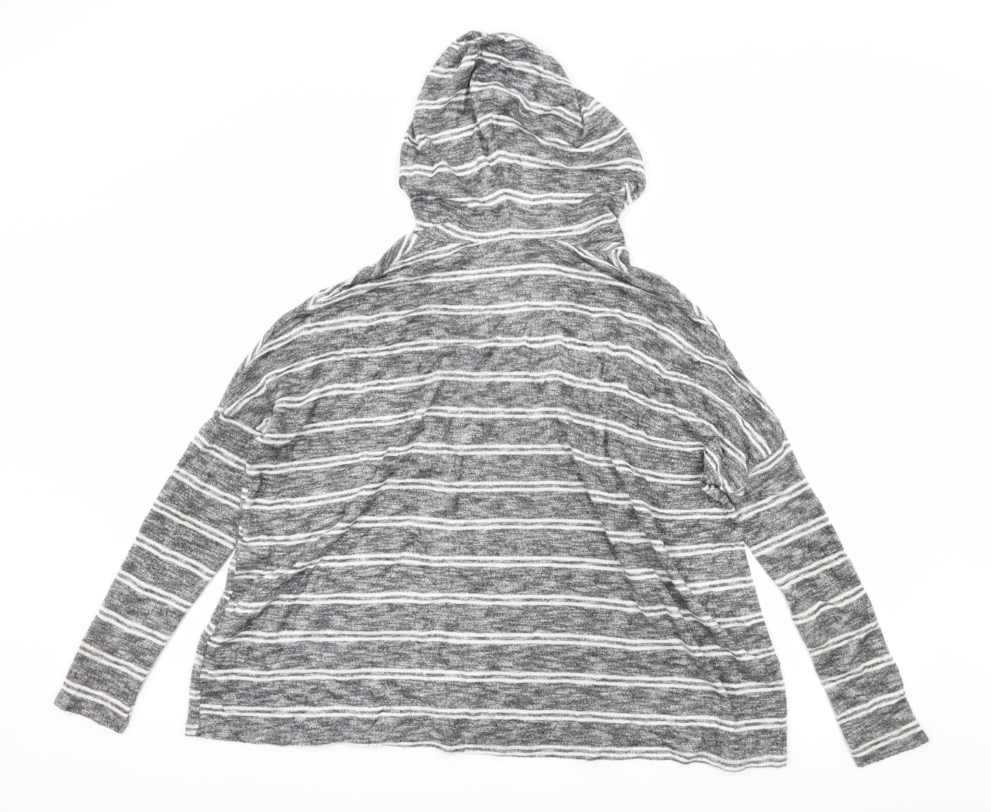 Out From Under Womens Grey Striped Jersey Pullover Hoodie Size S