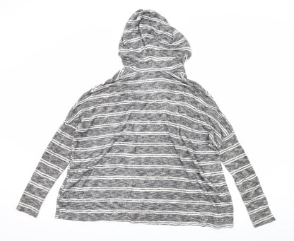 Out From Under Womens Grey Striped Jersey Pullover Hoodie Size S