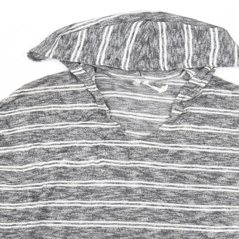 Out From Under Womens Grey Striped Jersey Pullover Hoodie Size S