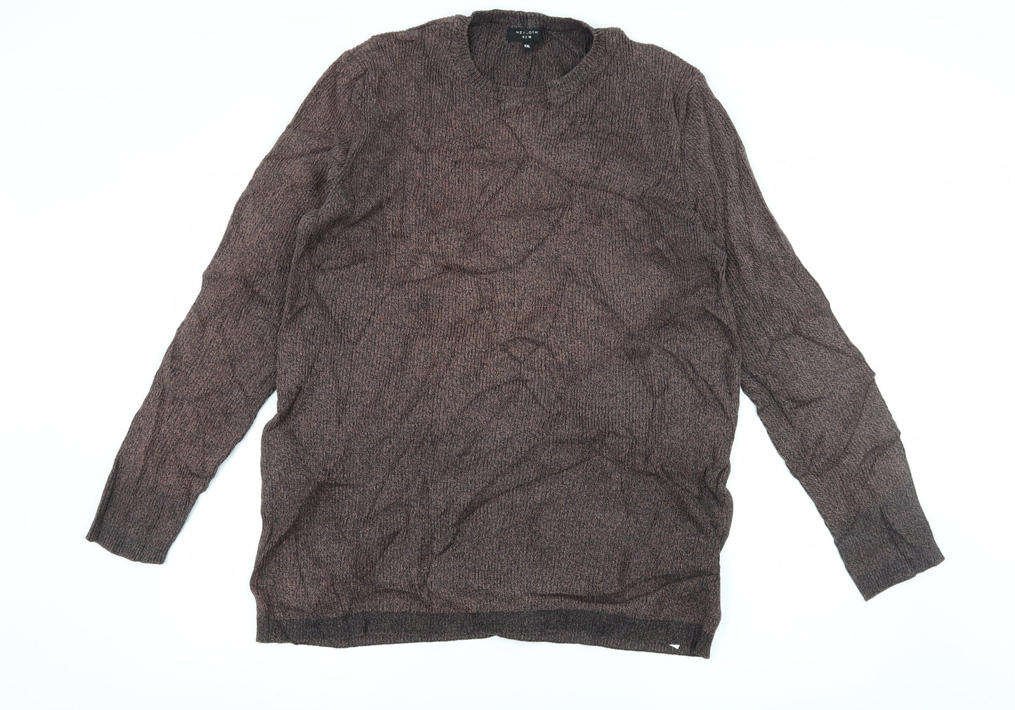 New Look Mens Brown  Knit Pullover Jumper Size 2XL