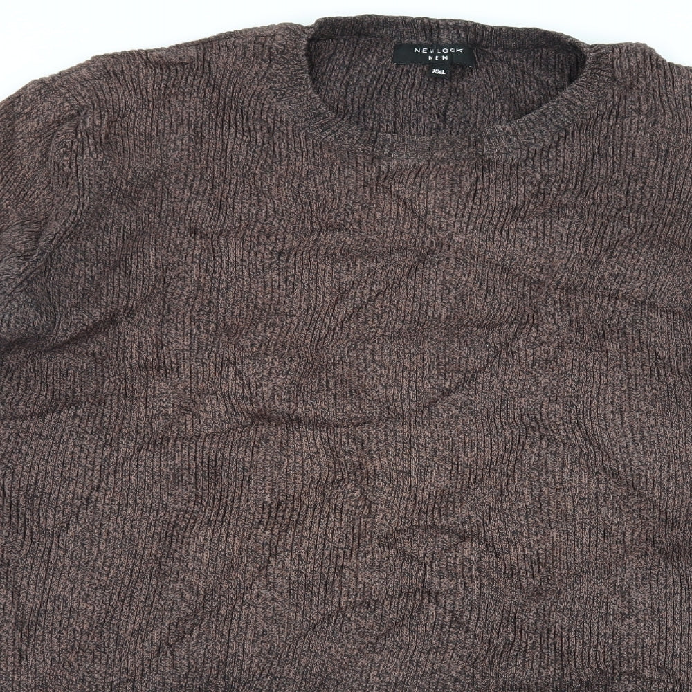 New Look Mens Brown  Knit Pullover Jumper Size 2XL
