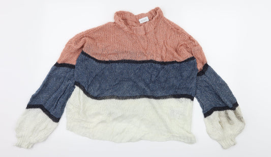 Villa Womens Multicoloured Striped Knit Pullover Jumper Size L